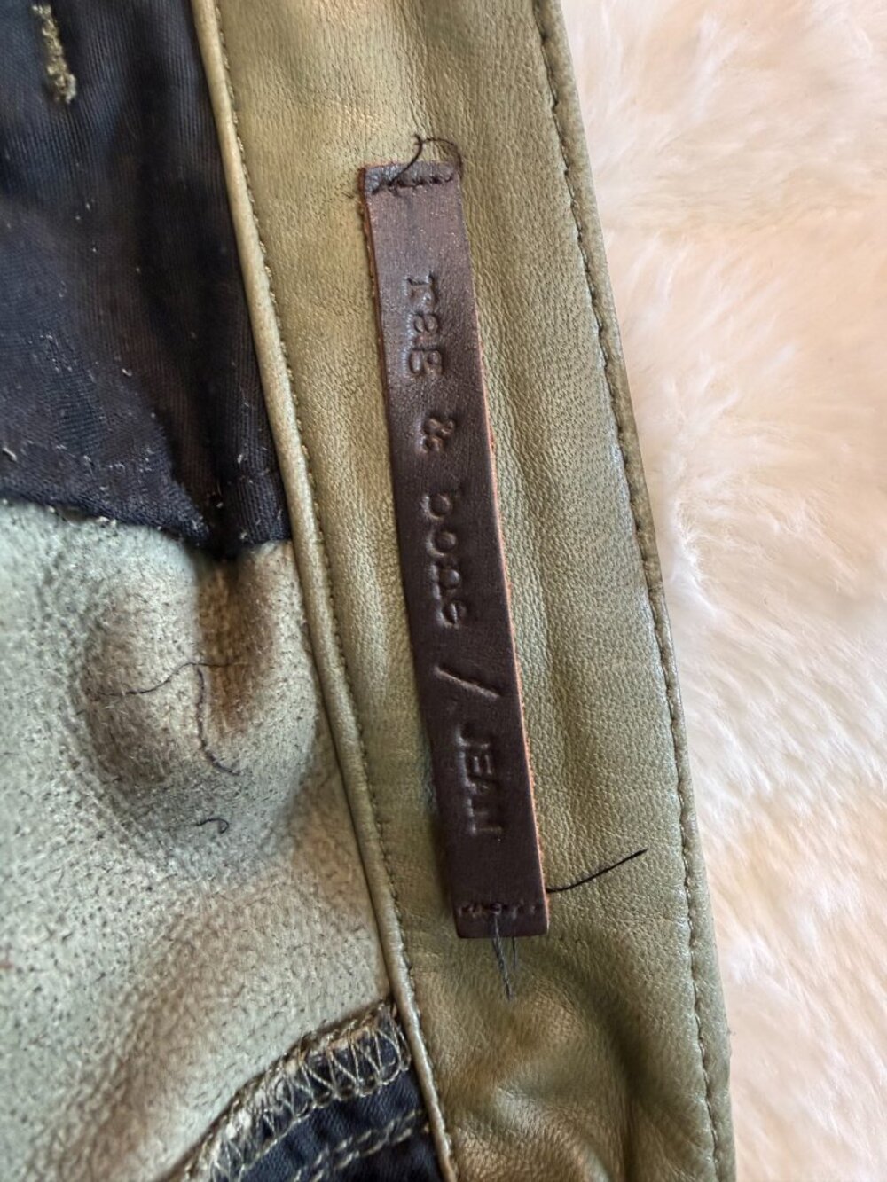 Rag & Bone Olive Green Lambs Leather Shorts - Picture 8 of 8